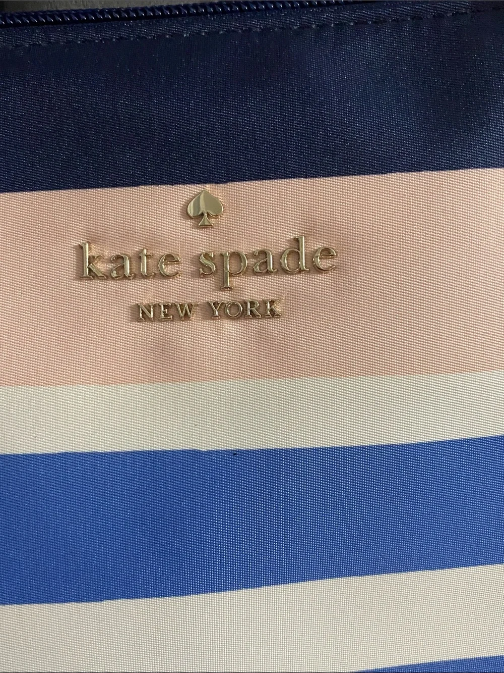 NWT kate‎ spade Navy, Light Blue & Pink Striped Shoulder Tote w /cosmetic bag